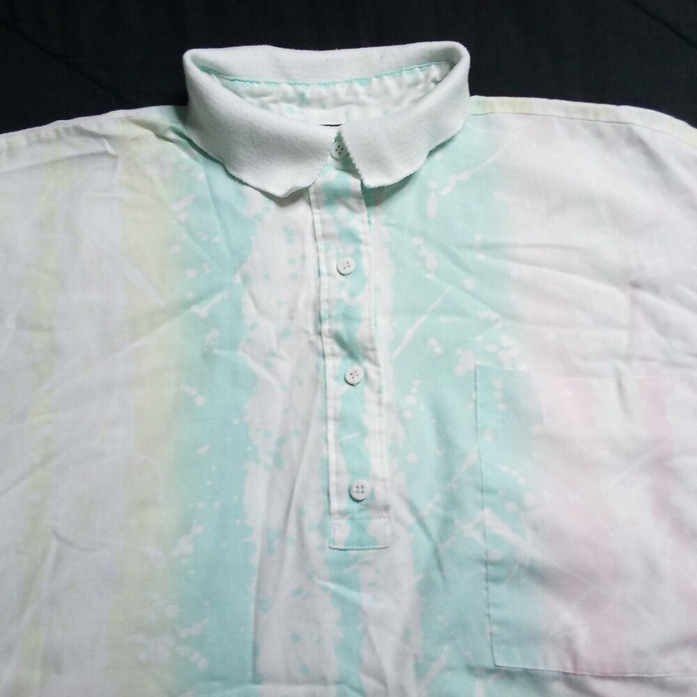 Vintage 80s Oak Hill Pastel Strokes Stripes Polo Shirt
